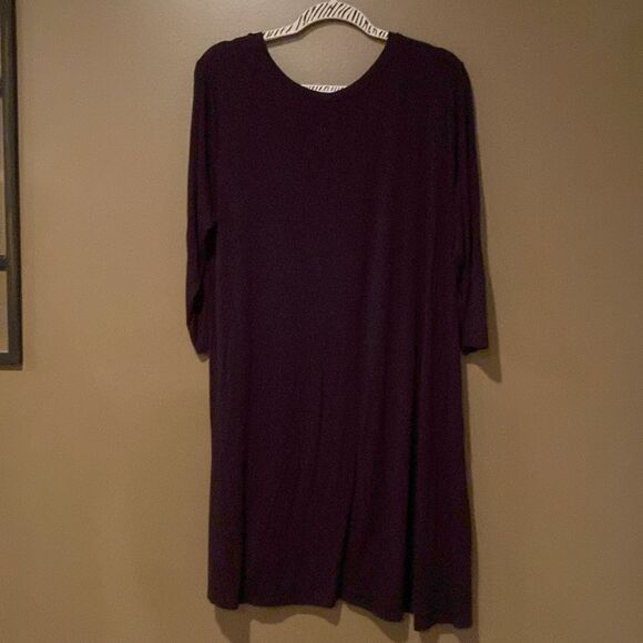 Mittoshop Black Swing Dress Size XL V Neck 3/4 Sleeves - Picture 3 of 9